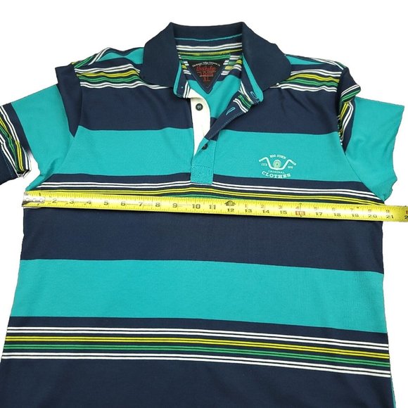 Big John Mens XL Polo Shirt British Indigo Garment Co 1998 Blue‎ Green Stripe - Picture 6 of 11
